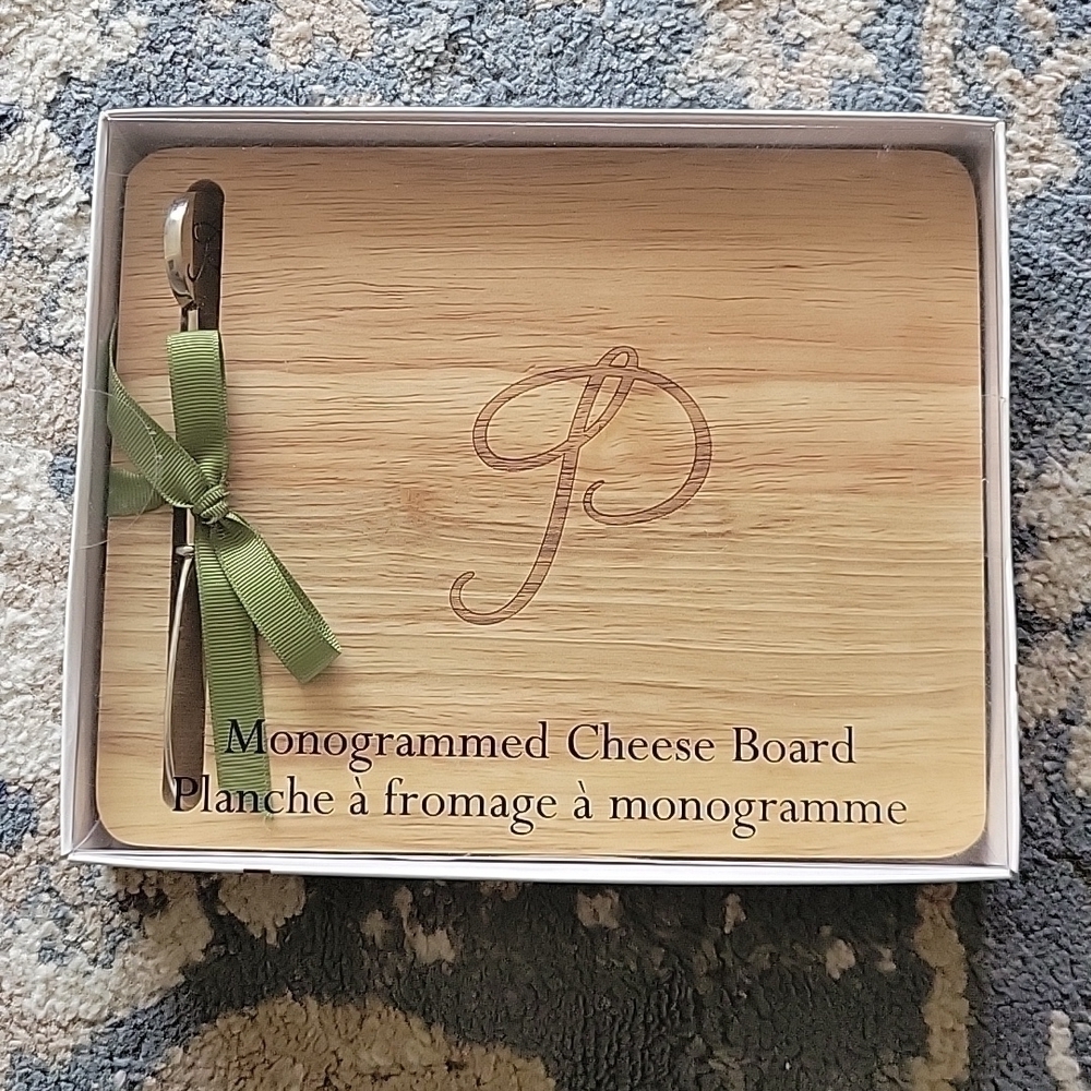 INDIGO Monogrammed Cheese Board